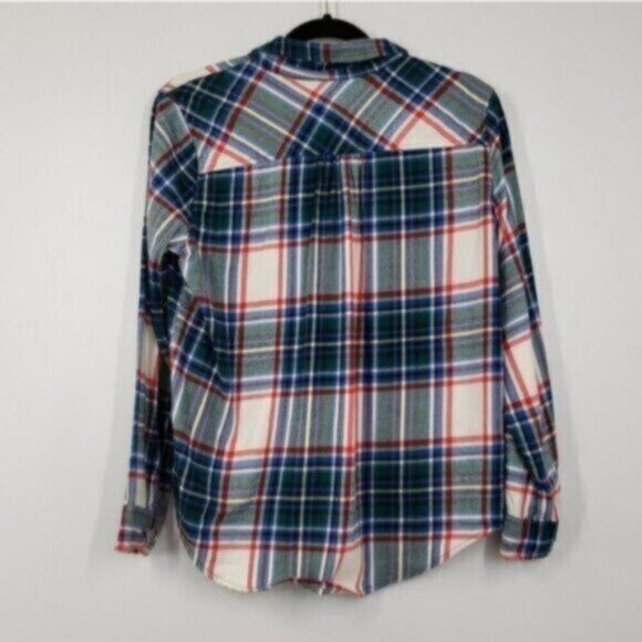 Aerie Plaid Flannel Shirt Green Red Blue Medium Outdoor Hiking Women's Size M - Picture 6 of 12